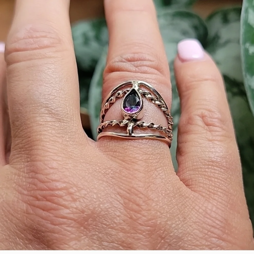 MYSTIC TOPAZ TWISTED STERLING RING - Picture 1 of 11